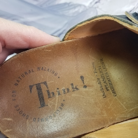 Think! Julia gray black leather cork comfort mules clog sandals - Picture 8 of 12